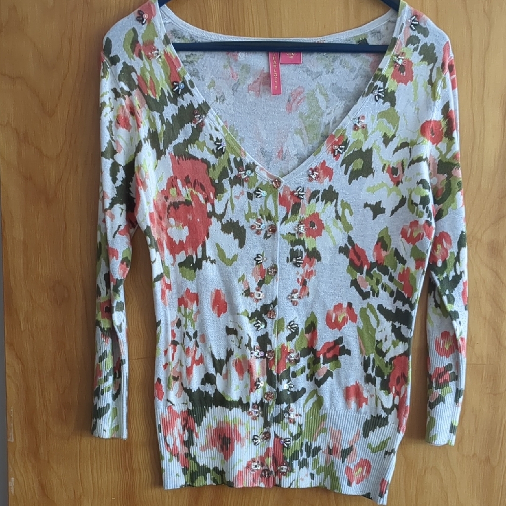 CHARLOTTE Floral V-Neck Button-Up Cardigan